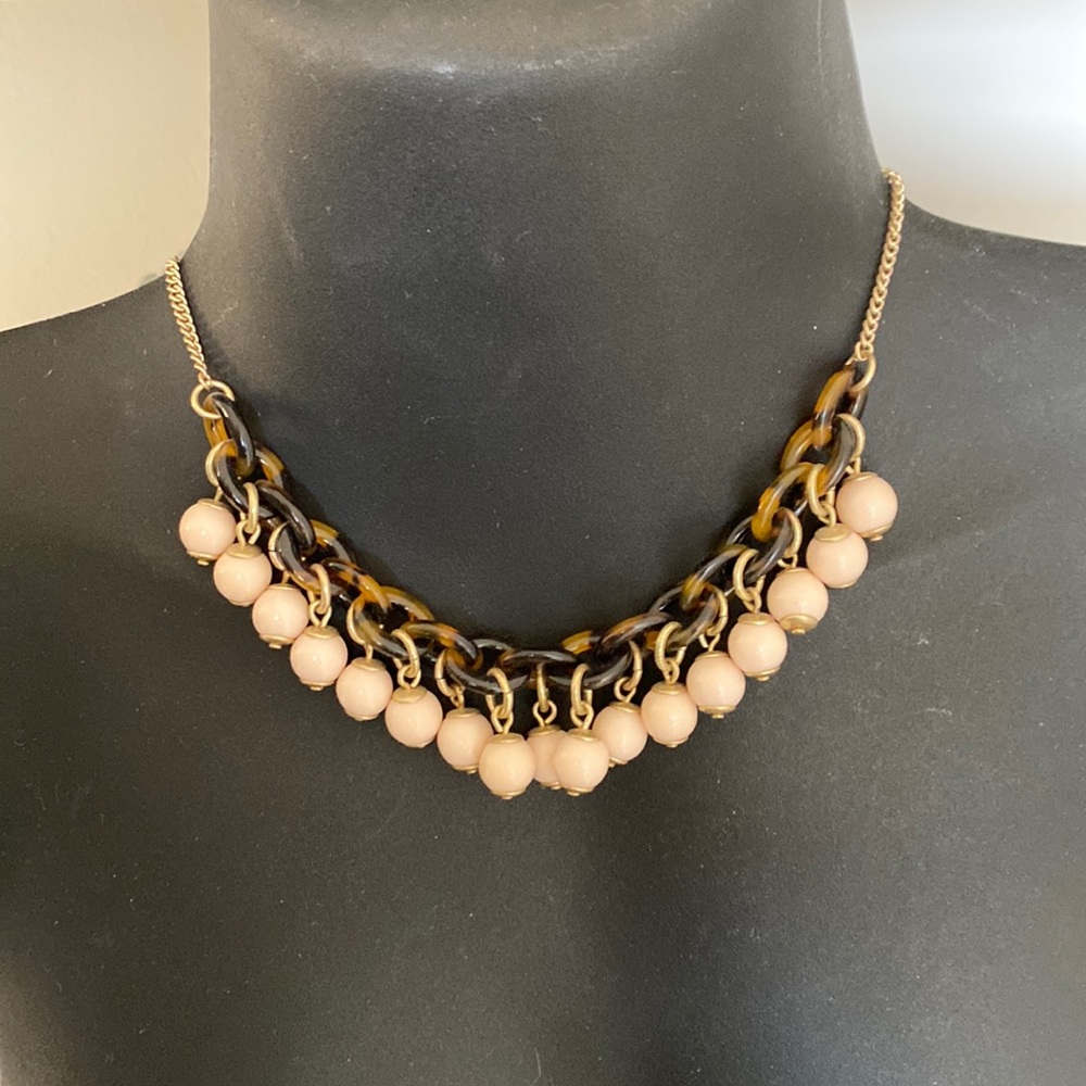 J. Crew Tortoise Shell Beaded Statement Necklace - image 1